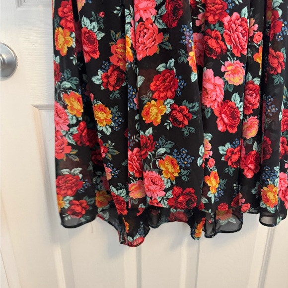 Torrid Floral Print Wrap Top Bell Sleeve Chiffon Dress - Picture 4 of 7